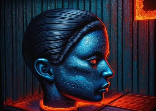 neon body painting,digital illustration,digital art,digital artwork,digital drawing,uv,dark portrait,blacklight,digital painting,black light,light paint,digital,terminator,dark art,oscura,sci fiction illustration,myers,electroluminescent,neon sign,blue light,Illustration,Realistic Fantasy,Realistic Fantasy 25