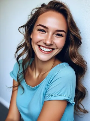 The most enchanting smile I've ever seen.,young woman in light blue smiling with blue background,sonrisa,giada,spiridonova,a girl's smile,portrait background,beautiful young woman