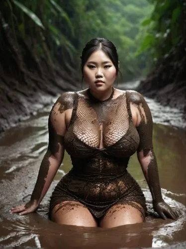 amazonian,asian woman,wet,mudbath,omotoyossi,water nymph,water lotus,bodypaint,polynesian girl,hypermastus,cambodiana,yokozuna,asian vision,wet girl,wet body,bodypainting,amazona,maori,kim,su yan