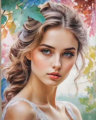 romantic portrait,fantasy portrait,mystical portrait of a girl,portrait background,photo painting,world digital painting,Conceptual Art,Oil color,Oil Color 10