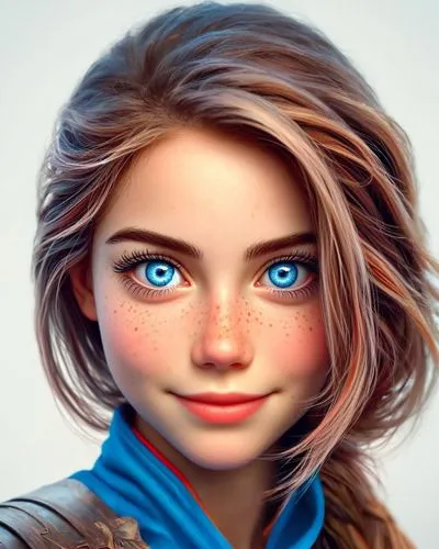 elsa,princess anna,cinnamon girl,fantasy portrait,the blue eye,girl portrait,female doll,heterochromia,blue eyes,custom portrait,winterblueher,fairy tale character,doll's facial features,merida,natural cosmetic,world digital painting,ojos azules,elf,mystical portrait of a girl,avatar