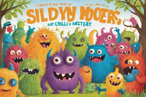 Get ready for a laugh! Design a hilarious children's book cover with silly monsters.,cd cover,silkworm,a collection of short stories for children,cutworms,childrens books,book cover,millipedes,pellwor