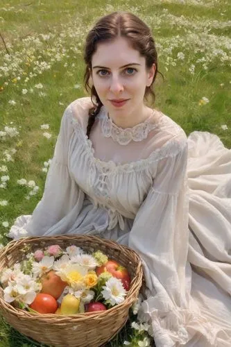 knightley,demelza,kirtle,guinevere,arwen,woman holding pie,scotswoman,fantine,lughnasa,cosette,shepherdess,pevensie,beautiful girl with flowers,seoige,a charming woman,eggs in a basket,northanger,celtic queen,laoghaire,susannah,Photography,Realistic