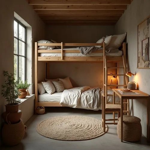 loft,scandinavian style,chambre,bedroom,sleeping room,bedrooms,bunkbeds,bunk bed,roominess,bedding,attic,cosier,beds,bedroomed,bedstead,soffa,bunk beds,headboards,rustic aesthetic,cozier,Photography,General,Realistic