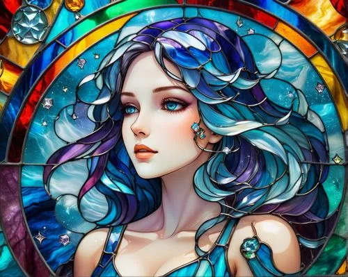 sona,karou,undine,stained glass,mermaid background,amphitrite,fairie,melusine,water nymph,sirena,nami,fantasy portrait,azura,evie,aquarius,mermaid vectors,nereid,krita,zodiac sign libra,glass painting,Unique,Paper Cuts,Paper Cuts 08