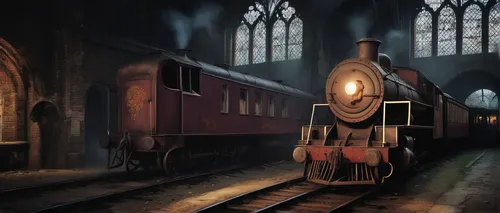 hogwarts express,hogwarts,ghost locomotive,ghost train,steam locomotives,the train,steam train,steam special train,steam engine,wooden railway,museum train,wooden train,old train,steam power,steam locomotive,rolling stock,locomotive,merchant train,last train,glowing red heart on railway,Conceptual Art,Fantasy,Fantasy 31