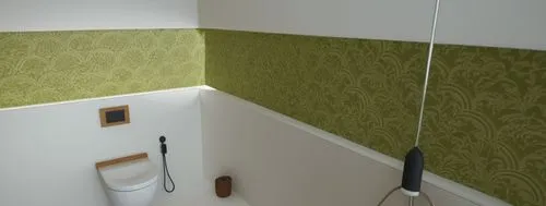 an open toilet sitting next to a urinal and green wall,wallpapering,wallcoverings,wallcovering,fromental,yellow wallpaper,wall plaster,intensely green hornbeam wallpaper,doctor's room,wallpapered,mara