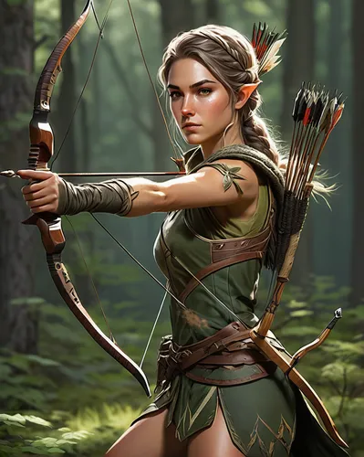 bow and arrows,bows and arrows,longbow,archery,bow and arrow,female warrior,archer,3d archery,field archery,bow arrow,compound bow,robin hood,target archery,hand draw arrows,awesome arrow,draw arrows,huntress,swordswoman,katniss,warrior woman,Illustration,American Style,American Style 08