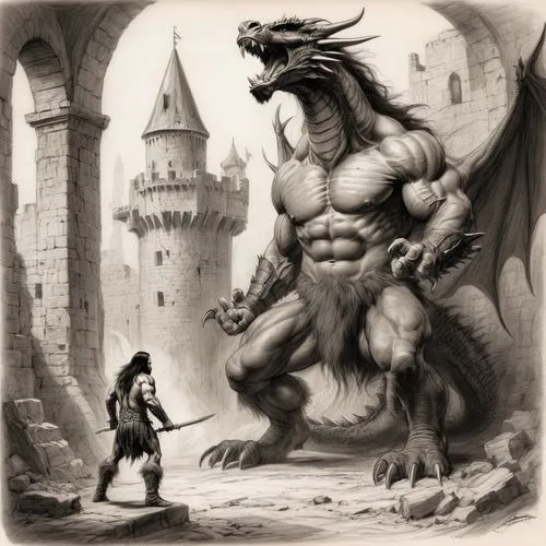 dragonlance,dragonlord,heroic fantasy,dragon slayer,frazetta,dragonslayer,Illustration,Black and White,Black and White 35