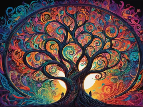 colorful tree of life,tree of life,celtic tree,flourishing tree,mantra om,the branches of the tree,magic tree,painted tree,earth chakra,root chakra,heart chakra,circle around tree,global oneness,tangerine tree,connectedness,bodhi tree,psychedelic art,shamanism,mother earth,wondertree,Illustration,Realistic Fantasy,Realistic Fantasy 39