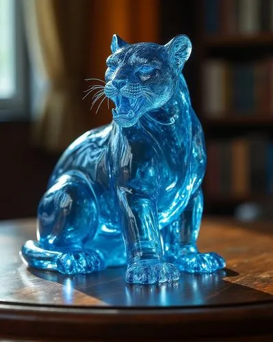 bluestar,blue tiger,bubastis,lalique,lion fountain,glass yard ornament,Photography,Fashion Photography,Fashion Photography 01