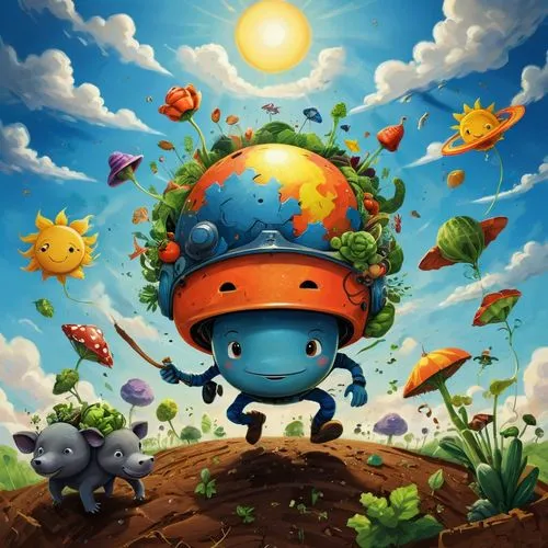 pikmin,children's background,little planet,little world,locoroco,littlebigplanet,game illustration,kids illustration,solario,soffiantini,katamari,bohlander,samsung wallpaper,olimar,minimo,lbp,taikonauts,world digital painting,small planet,illustrator,Conceptual Art,Fantasy,Fantasy 16