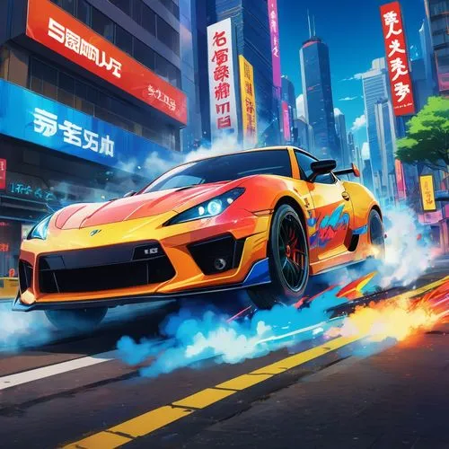 gameloft,3d car wallpaper,mobile video game vector background,racing road,garrison,nissan gtr,Illustration,Japanese style,Japanese Style 03