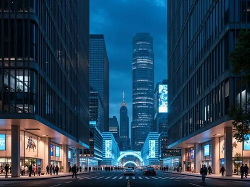 chicago night,financial district,metropolis,streeterville,chicago,cybercity,shanghai,city at night,ctbuh,blue hour,taikoo,lujiazui,lehman,detroit,business district,guangzhou,the loop,komtar,polara,cityzen