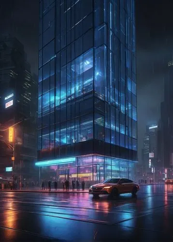 cybercity,city corner,cybertown,cyberport,cityscape,city at night,city scape,oscorp,futuristic landscape,blue rain,megapolis,night lights,urban landscape,night scene,business district,urbanworld,headquaters,cityscapes,quantic,ambient lights,Art,Artistic Painting,Artistic Painting 34