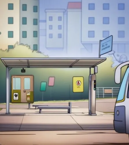 bus shelters,shinbo,hijet,streetcars,densha,bus stop