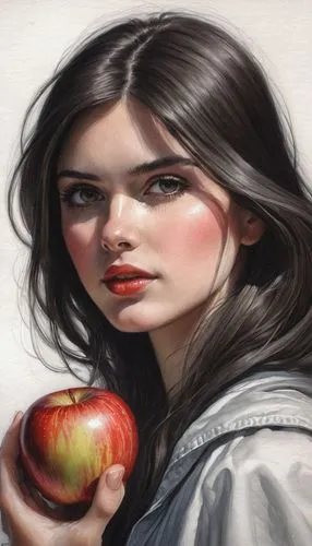 woman eating apple,girl picking apples,ripe apple,red apples,red apple,golden apple,Illustration,Paper based,Paper Based 02