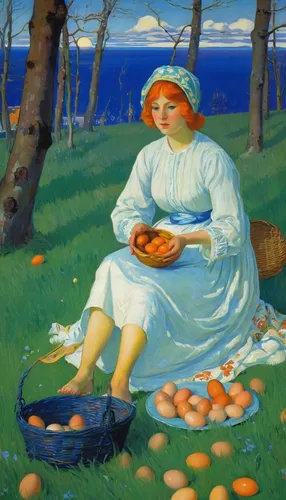 girl picking apples,girl with bread-and-butter,woman eating apple,woman holding pie,tangerines,oranges,picnic,apple harvest,picking vegetables in early spring,mirabelles,girl lying on the grass,picnic basket,basket of apples,woman with ice-cream,picking apple,persimmons,girl with cereal bowl,tangerine fruits,summer fruit,panzerotti,Art,Classical Oil Painting,Classical Oil Painting 27