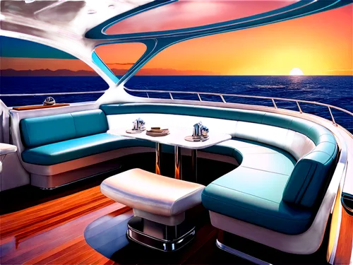 luxury yacht,on a yacht,yacht exterior,yacht,yachts,superyacht,cruise ship,boat landscape,futuristic landscape,pontoon boat,speedboat,sailing yacht,sea fantasy,breakfast on board of the iron,cruise,ufo interior,boat ride,sky space concept,coastal motor ship,passenger ship,Illustration,Retro,Retro 12