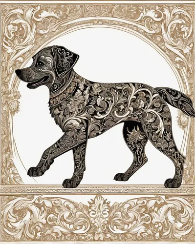 pont-audemer spaniel,hanover hound,dog illustration,louisiana catahoula leopard dog,german shorthaired pointer,portuguese pointer,catahoula bulldog,field spaniel,american cocker spaniel,fila brasileiro,art nouveau frame,short haired german shorthaired pointer,art nouveau design,spaniel,sussex spaniel,cocker spaniel,mastiff,dog frame,bluetick coonhound,german longhaired pointer,Illustration,Black and White,Black and White 03