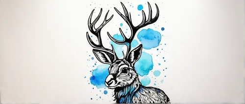 Describe an elegant jackalope tattoo with a watercolor effect.,deer illustration,deer drawing,deer in tears,jackalope,pere davids deer,winter deer,stag,dotted deer,deer,young-deer,deers,buck antlers,b