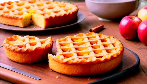 Golden crust, sweet aroma, juicy apples, lattice design, baked goods, dessert, warm lighting, shallow depth of field, soft focus, 3/4 composition, wooden table, rustic background, morning sunlight, co