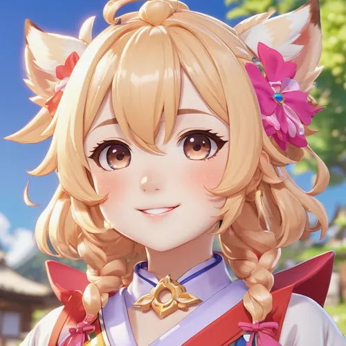 vicuña,violet evergarden,erika,heart with crown,nyan,tiara,poker primrose,a girl's smile,summer crown,honk,edit icon,cute fox,radiant,a smile,ajika,spring crown,kawaii,portrait background,fennec,princess' earring,Illustration,Japanese style,Japanese Style 02