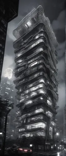 arcology,morphosis,bjarke,skyscraping,escala,unbuilt,vdara,futuristic architecture,highrise,the skyscraper,skyscraper,highrises,scampia,residential tower,urban towers,cybercity,casgrain,skycraper,azrieli,oscorp,Illustration,Black and White,Black and White 11