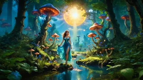 fairy forest,fairy world,fantasy picture,enchanted forest,forest of dreams,mushroom landscape