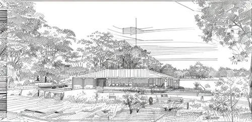 landscape design sydney,garden design sydney,house drawing,landscape designers sydney,garden buildings,sawmill,wireframe graphics,formwork,mono-line line art,construction area,construction site,cowshed,locomotive shed,school design,landscape plan,farm yard,line drawing,camera illustration,technical drawing,concept art