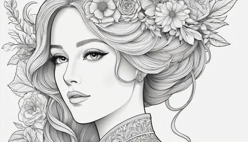 line art wreath,flower line art,floral wreath,boho art,fashion illustration,coloring page,fashion vector,rose flower illustration,line art,line-art,pencil art,lineart,pencil drawings,eyes line art,rose flower drawing,lotus art drawing,mandala flower illustration,coloring picture,coloring pages,fantasy portrait,Unique,3D,Isometric