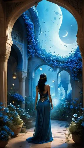 fantasy picture,fantasy art,fantasia,blue moon rose,world digital painting,blue enchantress,fantasy landscape,3d fantasy,blue rose,dreamscapes,enchanted,blue moon,mermaid background,moonlit night,fantasy portrait,jasmine blue,cinderella,fairy tale,fairytale,enchantment,Conceptual Art,Fantasy,Fantasy 11