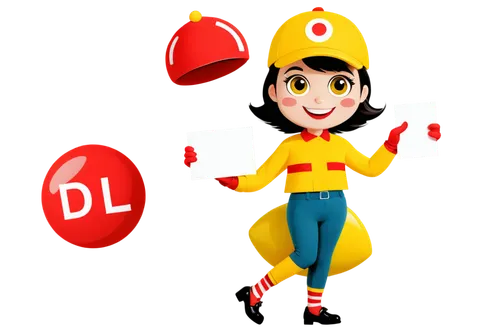 Cartoon cholesterol molecule, colorful, whimsical design, spherical shape, smiling face, big eyes, red cap, yellow stripes, white gloves, holding a sign "LDL", standing on one leg, dynamic pose, soft 