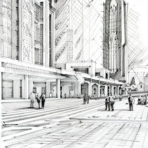 mono-line line art,metropolis,line drawing,concept art,hudson yards,street plan,kirrarchitecture,sheet drawing,south station,the boulevard arjaan,costanera center,city buildings,buildings,pencils,skys