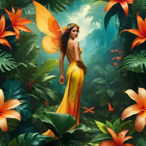 oshun,butterfly background,garden of eden,faerie,baoshun,faery,Conceptual Art,Fantasy,Fantasy 05