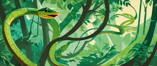 green tree snake,tree snake,green tree python,vine snake,green snake,smooth greensnake,green mamba,green lizard,tree python,emerald lizard,iguanidae,western green mamba,quetzal,garter snake,yellow python,gree tree python,snake tree,aaa,eastern water dragon,rat snake,Illustration,Retro,Retro 12