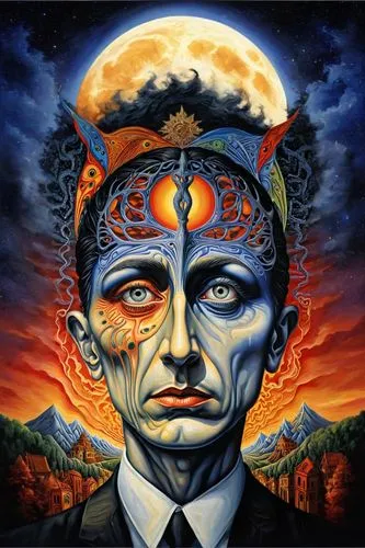 third eye,equilibrium,el salvador dali,psychedelic art,tesla,mind-body,esoteric,shaman,brain icon,consciousness,dali,shamanic,ego,pagan,psychosis,kundalini,death's-head,shamanism,somtum,occult