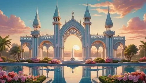 fairy tale castle,gondolin,fantasy world,fairytale castle,cinderella's castle,agrabah,citadels,kingdoms,fantasy city,fantasy landscape,fantasy picture,fantasyland,beleriand,fairy world,seregil,shanghai disney,disney castle,crownland,rivendell,fairyland,Illustration,Retro,Retro 12