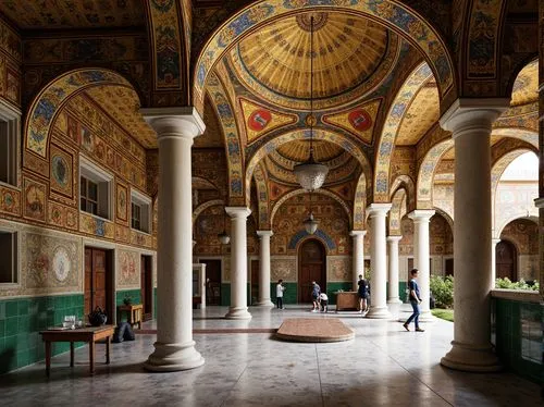 kunsthistorisches museum,ravenna,monastery of santa maria delle grazie,mirogoj,salone,ctesiphon,vatican museum,doge's palace,umayyad palace,alcazar of seville,certosa di pavia,byzantine museum,musei,villa cortine palace,st mark's basilica,boston public library,residenz,hagia sophia mosque,frescoes,cremona