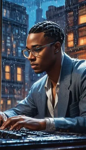 black businessman,man with a computer,kur,african businessman,ludacris,computerologist,pianist,computer business,bti,jeremih,novelist,hackborn,nasir,cybertrader,ozuna,ghostwriter,computation,black professional,ceo,nas,Illustration,Realistic Fantasy,Realistic Fantasy 21