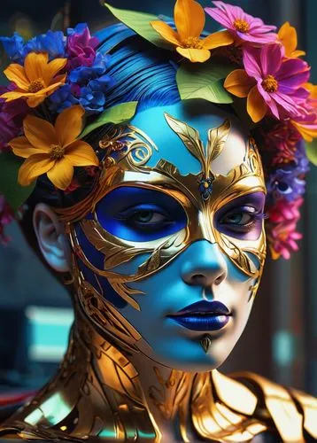 masquerade,venetian mask,golden mask,gold mask,face paint,mascarade,body painting,bodypainting,bodypaint,oshun,neon body painting,the carnival of venice,baoshun,masquerading,diwata,pintados,la catrina,masques,gold flower,headdress,Photography,Artistic Photography,Artistic Photography 08