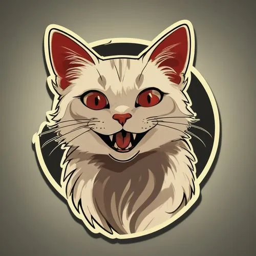 angry,a white cat with red eyes and a black background,cat vector,suara,telegram icon,miqati,miqdad,mau