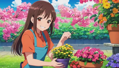 holding flowers,picking flowers,gardening,flower background,floral greeting,flower stand,flower shop,spring background,flower delivery,beautiful girl with flowers,girl picking flowers,girl in flowers,fine flowers,yui hirasawa k-on,spring bouquet,tsumugi kotobuki k-on,watering can,bright flowers,japanese floral background,potted flowers,Illustration,Japanese style,Japanese Style 03