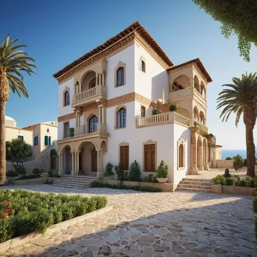 mediterranean architecture for ameer dada,holiday villa,luxury property,3d rendering,luxury home,bendemeer estates,provencal life,exterior decoration,mediterranean,beautiful home,hacienda,mansion,gold