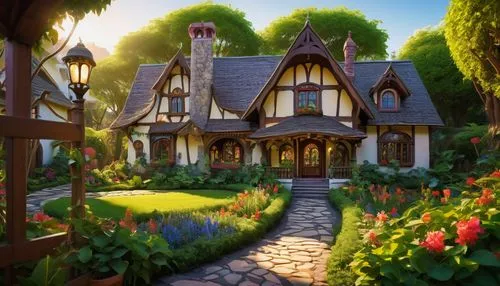 cottage garden,fairy tale castle,hobbiton,whorwood,victorian house,dreamhouse,maplecroft,country cottage,knight village,rivendell,fairy village,netherwood,fairy house,dandelion hall,victorian,beautiful home,sylvania,old victorian,fairyland,witch's house,Art,Artistic Painting,Artistic Painting 34