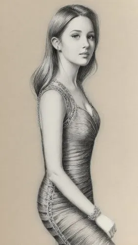 礼服，素描,a drawing of a woman in a dress,margairaz,girl drawing,tymoshenko,jwala,mustafina,khaleda,Illustration,Black and White,Black and White 30