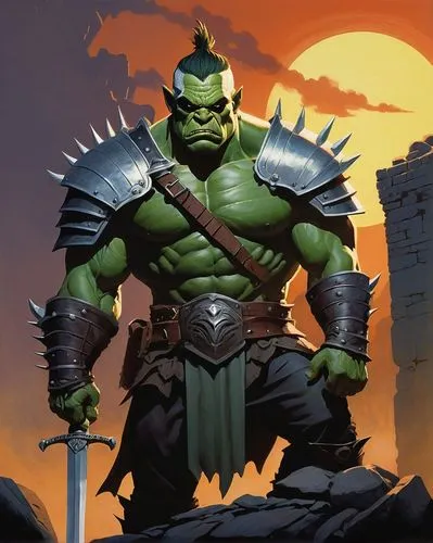 skaar,orc,hulka,half orc,thrall,orcish,avenger hulk hero,cleanup,orcs,hulk,patrol,warrior and orc,ogre,iskar,hulking,orky,hulked,blanka,ghazan,oger,Illustration,American Style,American Style 09