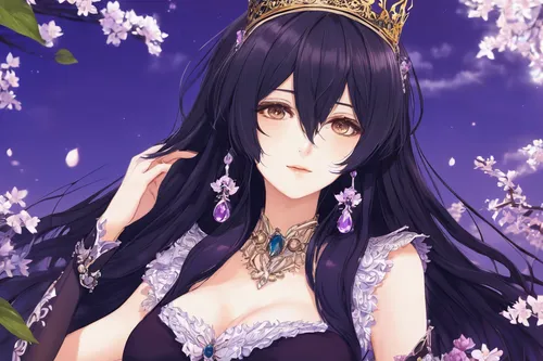 wisteria,spring crown,lilac blossom,oriental princess,crow queen,limenitis camilla,fairy queen,long-haired hihuahua,tiara,queen of the night,the lavender flower,vanessa (butterfly),queen s,heart with crown,white lilac,hamearis lucina,grape-hyacinth,poker primrose,precious lilac,bluebell,Illustration,Japanese style,Japanese Style 12