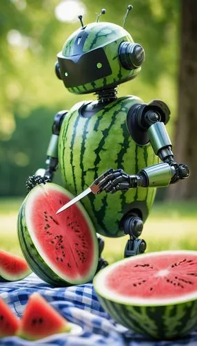 lawn mower robot,fruit car,watermelon painting,watermelon wallpaper,watermelon pattern,watermelons,cut watermelon,sliced watermelon,watermelon background,autonomous,plant protection drone,summer still-life,jazz frog garden ornament,patrol,e-scooter,robot combat,fruit stand,fruit plate,yard art,integrated fruit,Illustration,Japanese style,Japanese Style 11