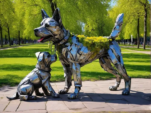 lawn ornament,sculpture park,dog frame,posavac hound,saluki,kelpie,great dane,steel sculpture,standard schnauzer,eurohound,scrap sculpture,polish greyhound,allies sculpture,doberman,canis lupus,companion dog,garden statues,garden sculpture,hanover hound,cão da serra de aires,Conceptual Art,Graffiti Art,Graffiti Art 02